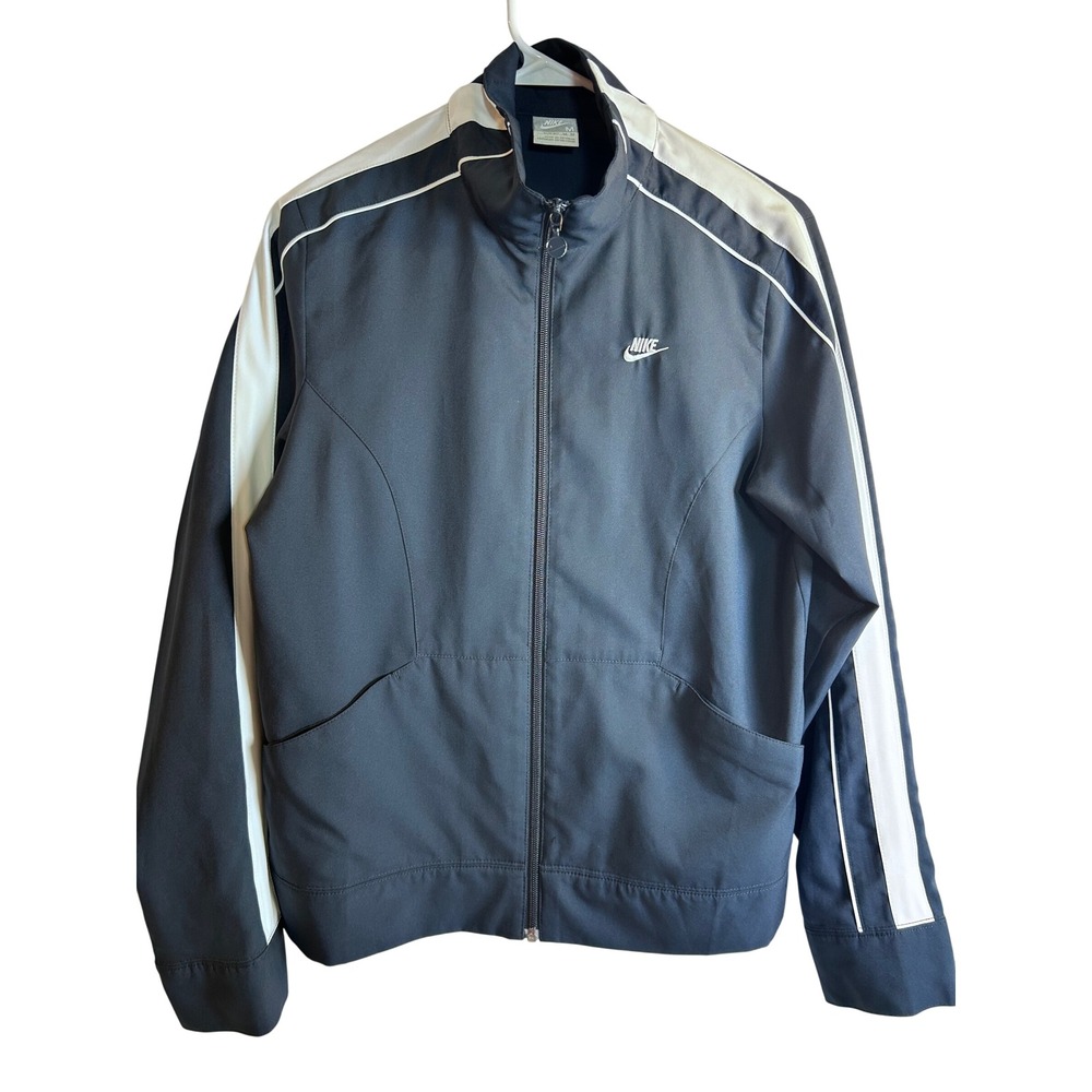 Nike Track Jacket Medium Black White Stripe Full Zip Women